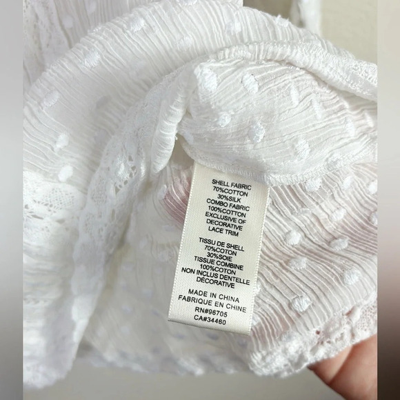 Rebecca Taylor Long Sleeve Moon Dot Embroidered Top in White size 4 - Picture 11 of 12